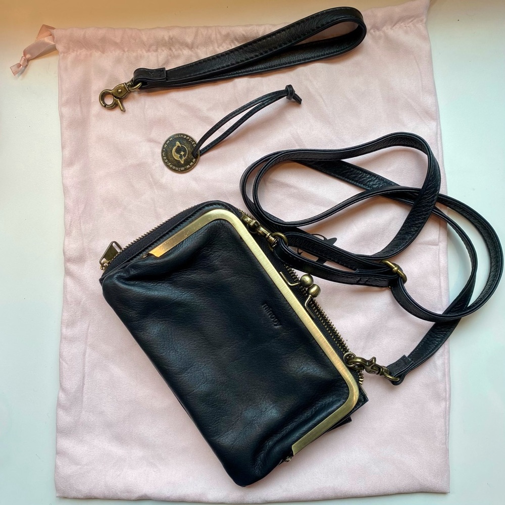 Minooy Erato Small Crossbody Bag — Black Leather